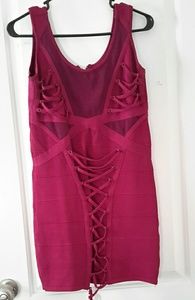BEBE 2 tone burgundy dress